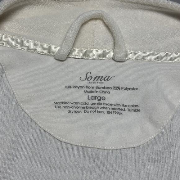 Soma Intimates Robe Womens Large Cream Bamboo Blend Belted Long Lounge Bathrobe - Picture 3 of 9